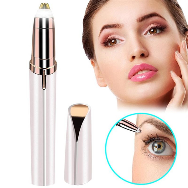 2019 Lipstick Eyebrow Trimmer Pen Hair Remover Mini Electric Shaver Painless Eye Epilator With LED Light Hot Sale guangzhou18