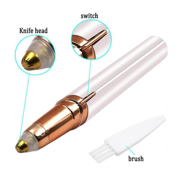 2019 Lipstick Eyebrow Trimmer Pen Hair Remover Mini Electric Shaver Painless Eye Epilator With LED Light Hot Sale makeup