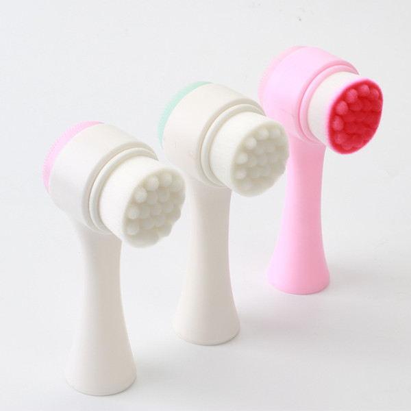 3d silicone face wash cleansing instrument manual cleansing brush soft hair silicone double-sided massage brush manual beauty