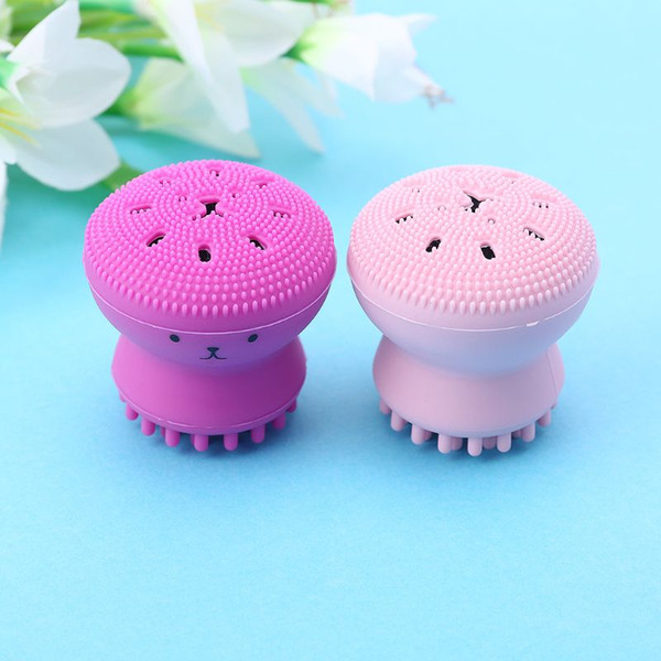 Lovely Animal Small Octopus Shape Silicone Facial Cleaning Brush Deep Pore Cleaning Exfoliator Face Washing Brush Skin Care