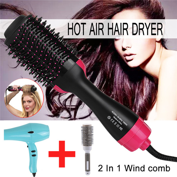 2-in-1 multi-function hair dryer rotating brush roller rotary styler combing shape straightening perm hot air comb hair comb straight