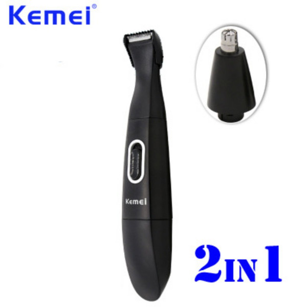 KEMEI Trimmer 2 in 1 Battery Rechargeable Electric Nose & Ear Trimmer Cleaner Men Grooming Kit Portable Sideburns Trimmer KM-330