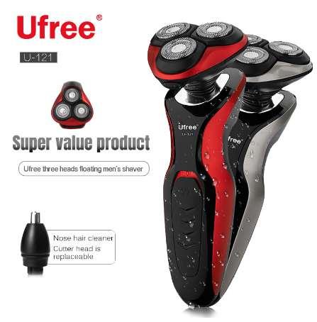 Ufree Face Care Men Beard Trimmer Machine Rechargeable Electric Shaver 3D Triple Floating Blade Heads Shaving Razors 100-240V