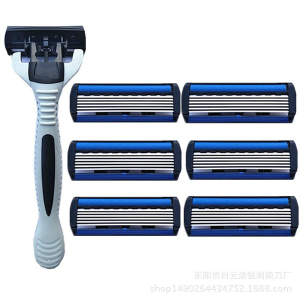 Stainless steel 6-layer razor blade Shaver man Manual razor with 6 cutter head High quality