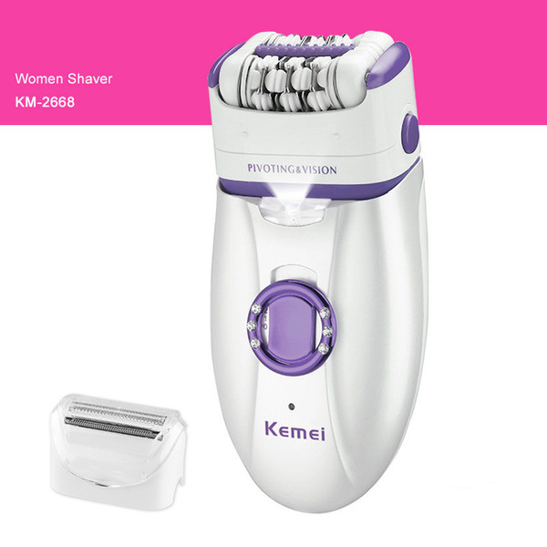 2668 100/240V Lady woman Hair clipper Epilator with extra shaving head 2 in 1 Carbon steel cutter head+LED Light Push switch electric shaver