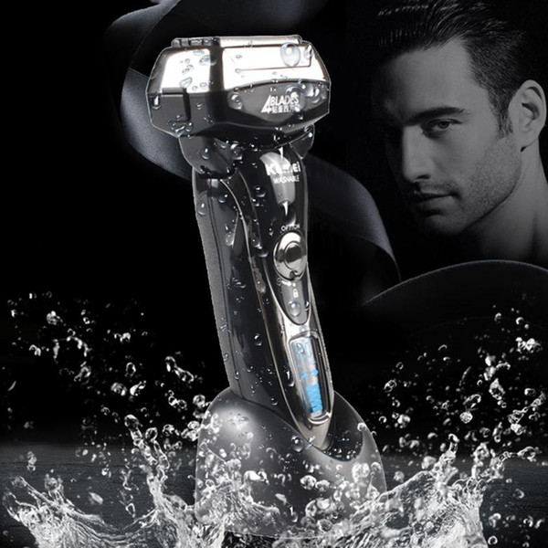 hot sale Washable 4 Heads Electric Shaver LCD Display waterproof Washable Rechargeable Floating Razor free shipping