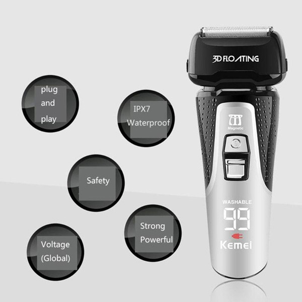 High quality LCD Light Shaving trimer beard trimmer shaving machine 3 blade barbeador Reciprocating Razor Rechargeable Electric Shaver