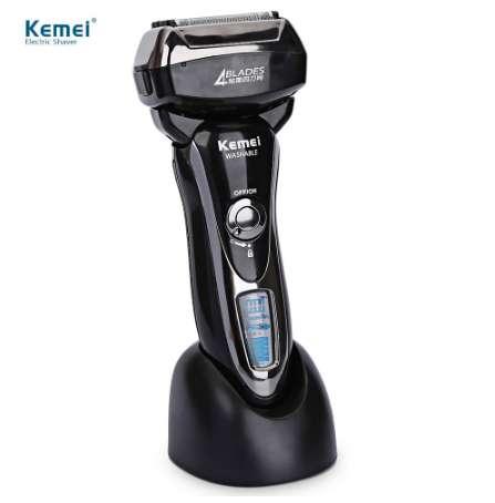 Kemei KM-5568 IPX6 Washable Reciprocating 4 Blades Precision Rechargeable Cordless Use Electric Shaver Sideburns Cutter For Men