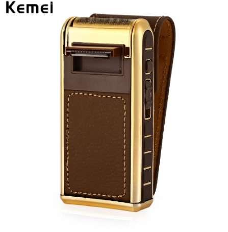 KEMEI 2 in 1 Electric Rechargeable Men Shaver Razor Vintage Leather Wrapped Reciprocating Shaver Beard Trimmer Electric Shavers