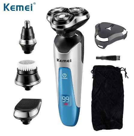 Kemei 4in1 Electric Shaver Rechargeable Beard Shaving Machine Electric Razor For Men Wet Dry Facial Face Nose Ear Face Cleans