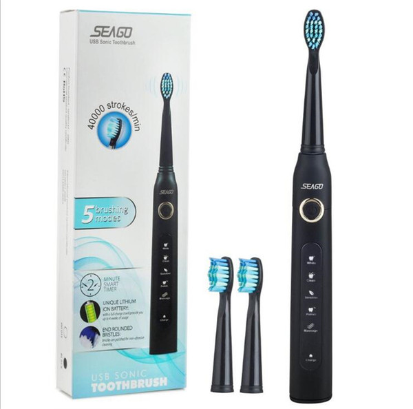 SEAGO SG 507 Electric Toothbrush USB Charging Rechargeable Sonic Tooth Brush Waterproof Tooth Cleaner with 3pcs Replacement Head