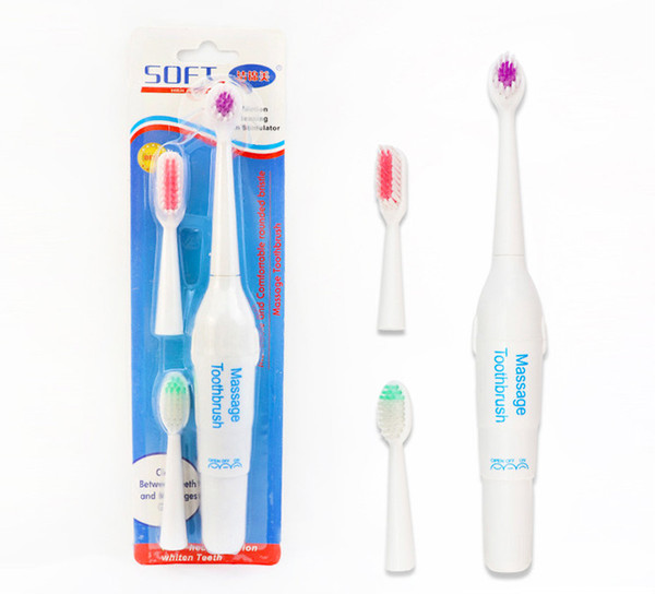 HOT Waterproof massage Toothbrush AA battery version electric toothbrush with Whiten Ultrasonic 2 Brush Heads in retail package DHL freeship