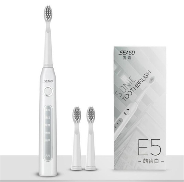 SEAGO SG 507 Electric Toothbrush USB Charging Rechargeable Sonic Tooth Brush Waterproof Tooth Cleaner with 3pcs Replacement Head DHL ship