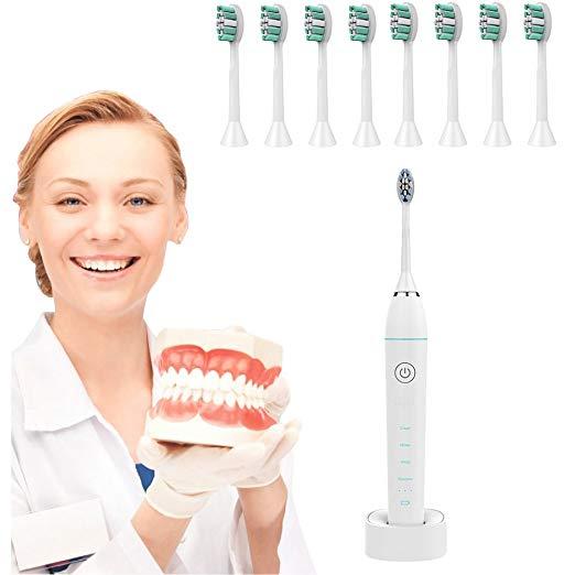 FALIY electric toothbrush rechargeable replacement brush head portable wireless battery travel toothbrush, waterproof ultrasonic cleaning