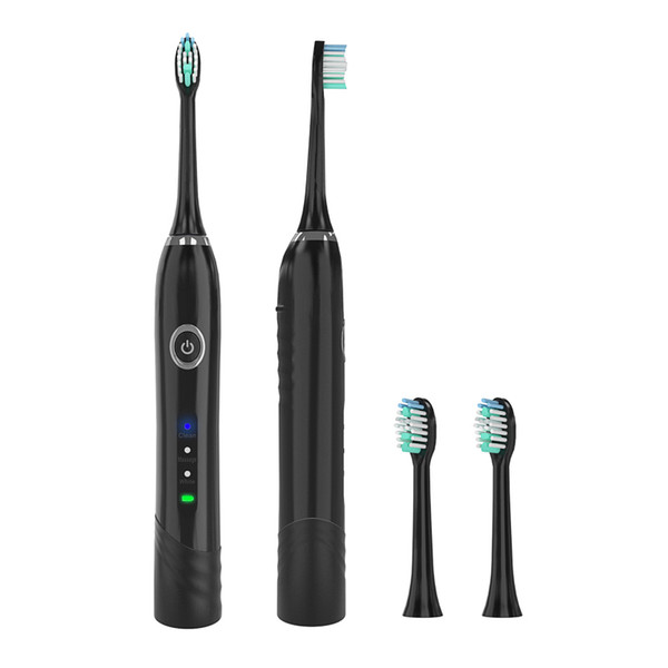 Sonic Electric Toothbrush S200 Ultrasonic Intelligent with 2 Replaceable Brush Heads Hygiene USB Rechargeable Waterproof black