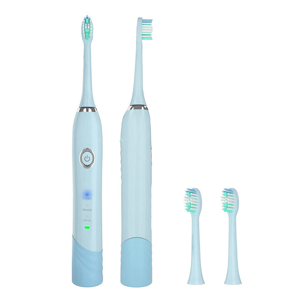 Sonic Electric Toothbrush S200 Ultrasonic Intelligent with 2 Replaceable Brush Heads Hygiene USB Rechargeable Waterproof blue