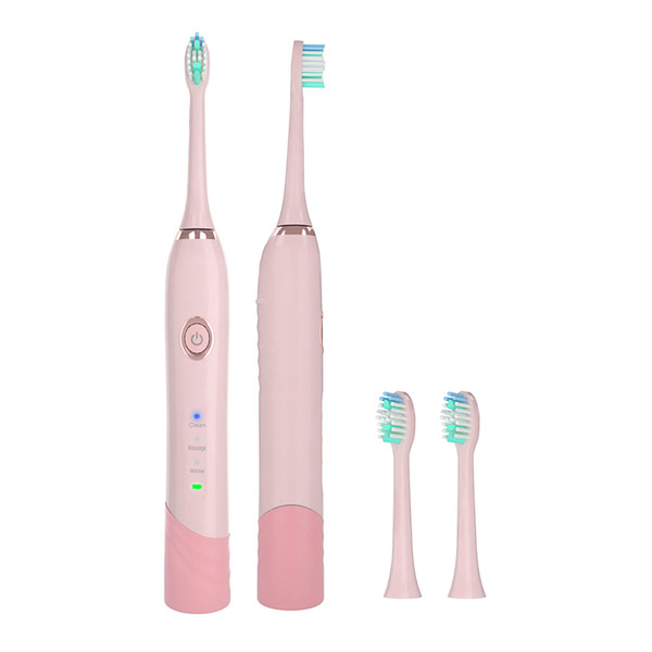 Sonic Electric Toothbrush S200 Ultrasonic Intelligent with 2 Replaceable Brush Heads Hygiene USB Rechargeable Waterproof pink