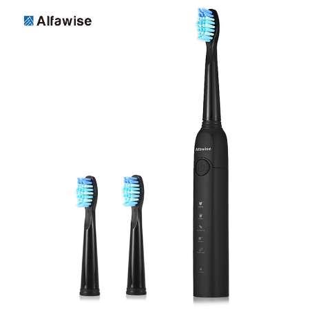 Alfawise Electric Toothbrush SG-949 Sonic Toothbrush Smart Timer Five Modes Waterproof IPX7 With 3 Brush Heads USB Charging