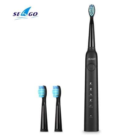 SEAGO Sonic Electric Toothbrush USB Rechargeable With Smartimer 5 Brushing Modes 3 Brush Heads SG - 949 Healthy Teeth Care