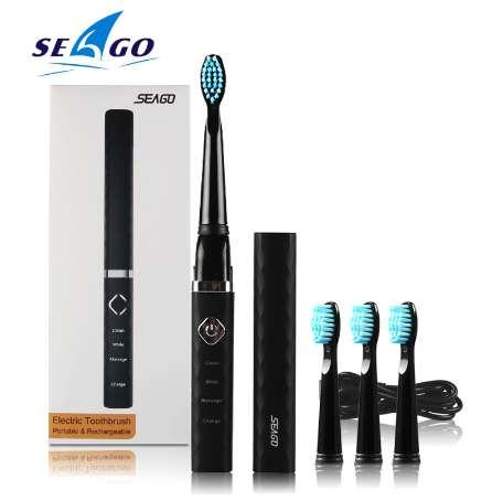 SEAGO Sonic Toothbrush Rechargeable Travel Toothbrush Electronic Deep Cleansing Electric Toothbrush with 4 Brush Heads SG515