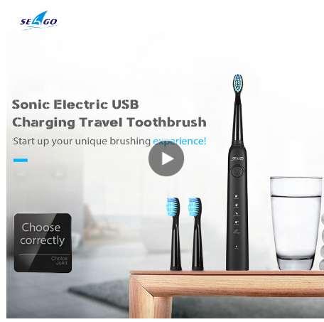 SEAGO SG-949 Sonic Electric Toothbrush with Smartimer 5 Brushing Modes 3 Brush Heads USB Charging Waterproof IPX7 Tooth Care