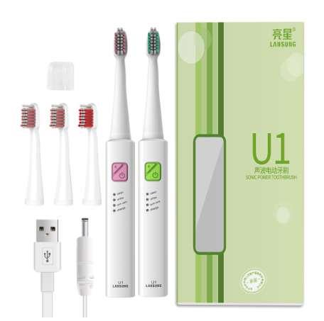 Lansung U1 Sonic Electric Toothbrush With 4 Heads USB Rechargeable Electronic Toothbrushes Oral Hygiene Electric Brush Tooth