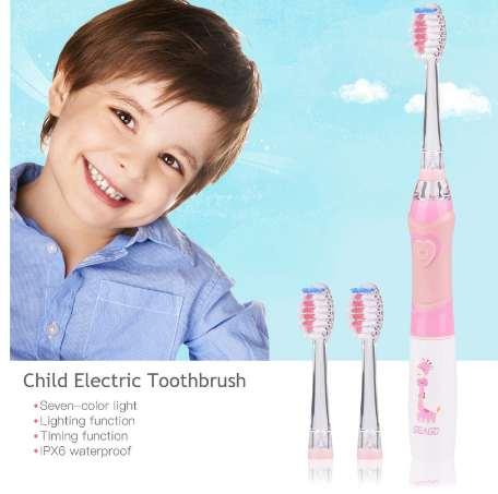 Battery SEAGO Cartoon Electric Toothbrush Sonic Teeth Brush Waterproof Children Kids Dental Oral Brushes Teeth Care LED Light