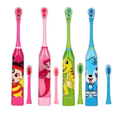 Children Electric Toothbrush Cartoon Pattern Double-sided Tooth Brush Electric Teeth Brush For Kids with 2pcs Replacement Head