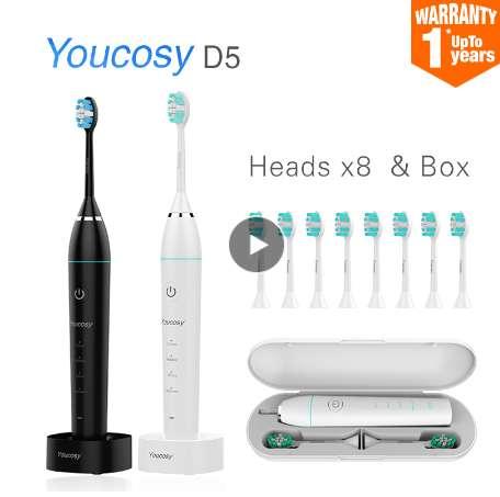 Smart Sonic Electric Toothbrush DuPont Brush Ultrasonic Whitening Teeth Vibrator Wireless timer Hygiene 35000 times/m Youcosy D5