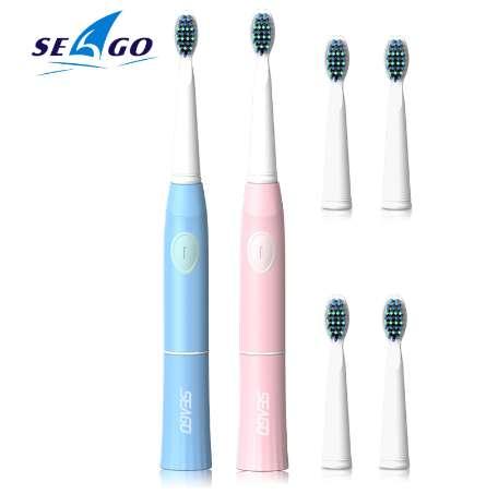 SEAGO Electric Toothbrush Brush Timer for Adults Electrical Tooth Brush Waterproof Brush Teeth Battery Toothbrush Sonic E2