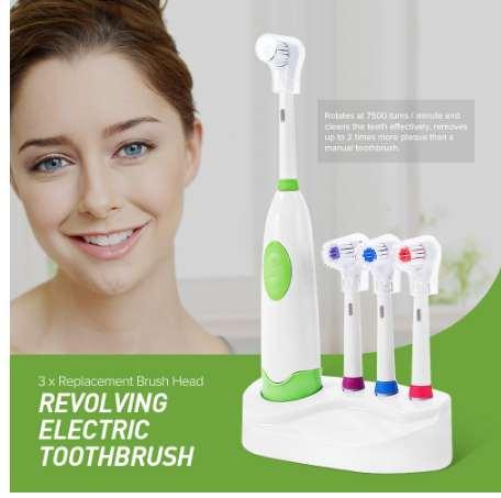 1 Set New Design Battery Operated Electric Toothbrush Waterproof Dental Care Revolving Toothbrush Heads + 3 Nozzles Oral Hygiene