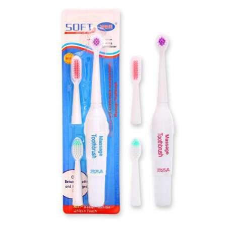 1 Set Electric Toothbrush With 3 Brush Heads Battery Operated Oral Hygiene No Rechargeable