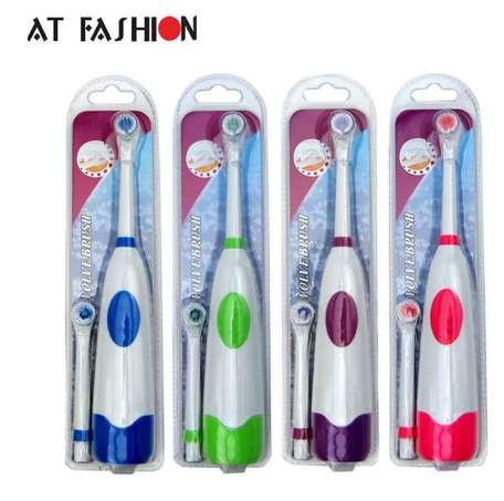 AT FASHION Oral Hygiene Electric Toothbrush Kids Replacement Heads Ultrasonic Oral Children Toothbrush Use with Battery