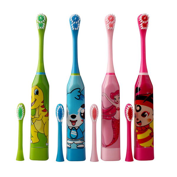 Children Electric Toothbrush Cartoon Pattern Double-sided Tooth Brush Kids Home Cute Soft Hair Toothbrush 2 pcs Head