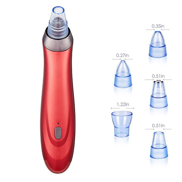 Pro beauty Electric Blackhead Vacuum Suction Remover 5in 1 Skin Facial Pore Cleaner USB rechargeable Acne Comedone Extractor Tool Set