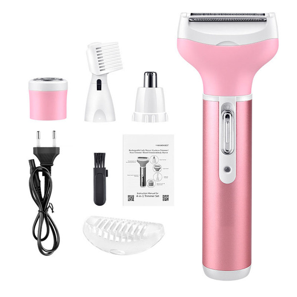 4 in 1 electric female rechargeable body epilator bikini trimmer portable facial hair removal razor set a gift