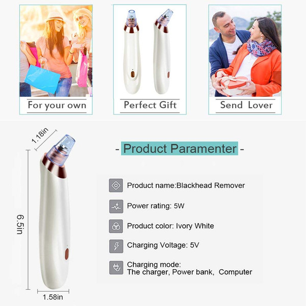 FDA approval USB Rechargeable multi-fuctional skin care Beauty Device Electric Facial Pore vacuum Cleaning machine removing Blackheads Acne