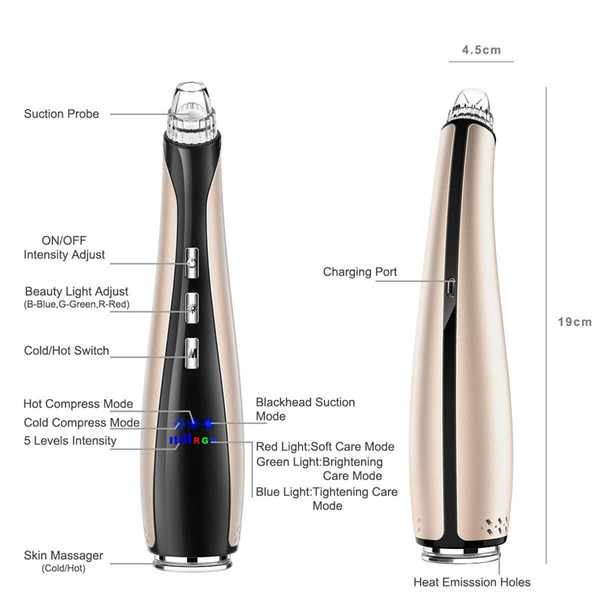 Professional Electric Comedone Popper Remove Newest Blackheads remover vacuum with LED screen for facial skin treament