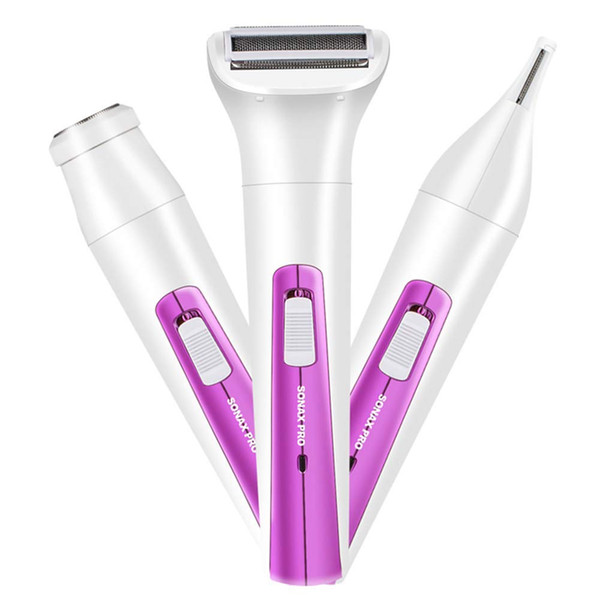 Women 3 IN 1 Facial Hair Removal Cordless Women's Bikini Trimmer for Bikini Line Painless Ladies Electric Shaver for Bikini Area/Armpit / Ar