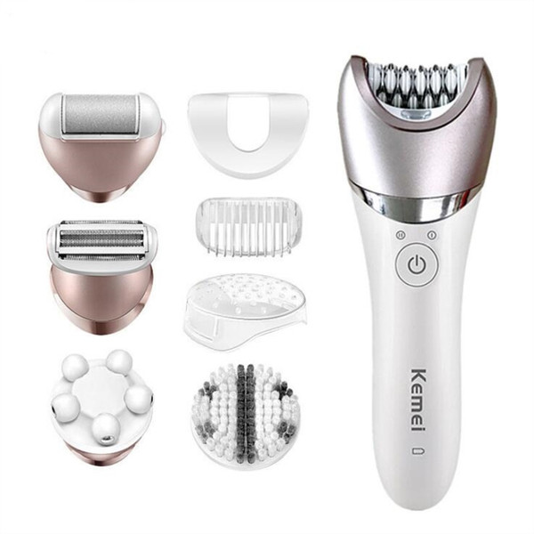 Kemei KM-8001 Electric Epilators 5 In 1 Rechargeable Shaver Shaving Hair cut Remover Defeatherer Depilation Massager Callus Removal Sets