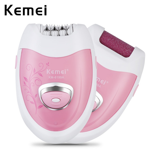 Kemei 2 in 1 Rechargeable Electric Epilator Women Cordless Hair Remover Skin Care Lady Epilator Electric Foot Callus Remover