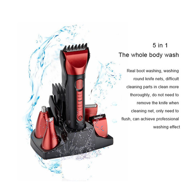 Peo salon 5in1 Washable Men's Razor Rechargeable Waterproof Trimmer Multifunctional Hair Clipper Set Shaving Machine Ear Nose