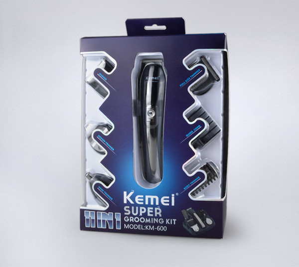 Kemei KM-600 Professional Hair Trimmer 6 In 1 Hair Clipper Shaver Sets Electric Shaver Beard Nose Trimmer Hair Cutting Machine 40PCS/LOT