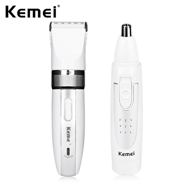 Kemei Pro 2 In 1 Rechargeable Electric Hair Clipper Trimmer Nose Ear Trimmer AC110-240V Hair Cutting Machine 4 Combs KM-2172