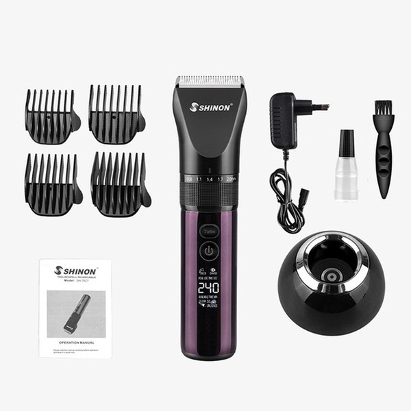 SH-7627 Electric Hair Clipper Rechargeable LCD Digital Hair Cutter Trimmer with Guide Combs Universal Barber Haircut Tool