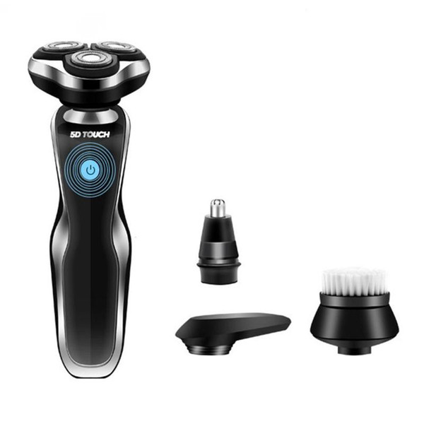 LED Lamp USB 4-in-1 Multi-function Rechargeable Men Electric Shaver Eyebrow nose hair Razor Trimmer with cleansing brush