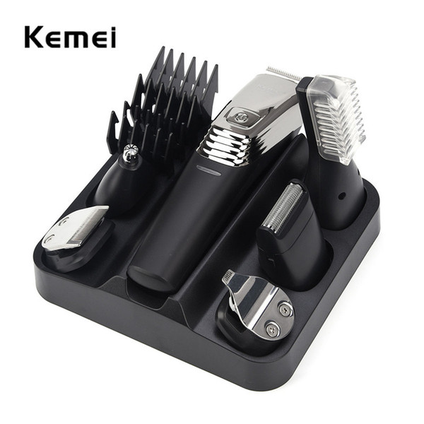 Kemei 6 in 1 Rechargeable Hair Clipper Shaving Machine Beard Trimmer Nose Eyebrow Shaver Electric Razor Men's Grooming