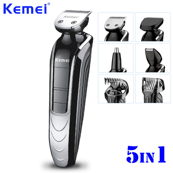 KEMEI 5 In 1 Professional Rechargeable Hair Trimmer Hair Clipper Shaver Razor Cordless Adjustable Hair Cutting Machine KM-1832