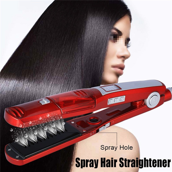 Professional Electric Ceramic Vapor Steam Hair Straightener Brush Flat Iron Fast Heating Dry/Wet Hair Fast Heating