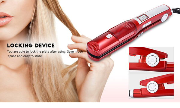 Professional steam hair straightener ceramic steam flat iron straight hair comb brush hair iron tool multi-function wet and dry dual-use str